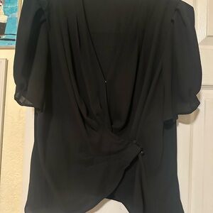 Elegant Draped Black Blouse